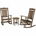 Polywood Presidential Teak Patio Set with Side Table and 2 Rocking Chairs 633PWS1091TE